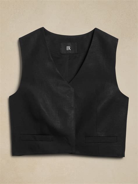 Tencel Linen Cropped Vest Banana Republic