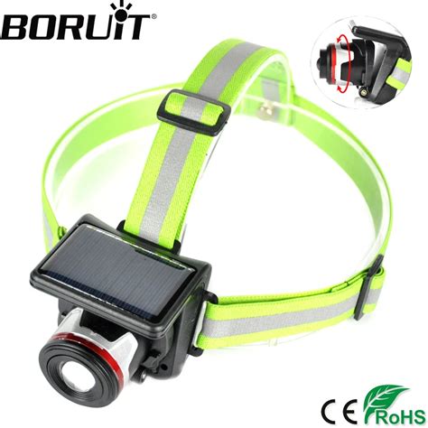 Boruit Xpe Led Solar Power Headlamp Zoom 4 Mode Headlight Camping