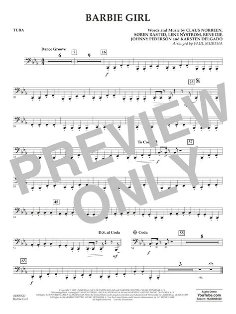 Barbie Girl Arr Paul Murtha Tuba By Aqua Sheet Music For Concert