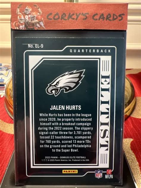 JALEN HURTS 2023 Panini Donruss Elite Elitist EL 9 Philadelphia Eagles