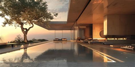 Premium Photo Modern Minimalist Villa Perched On A Cliff Overlooking