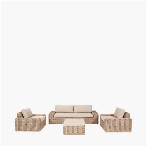 Seville Neutral Chunky Rattan Outdoor Lounge Sofa Set Rowen Homes