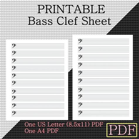 Printable Bass Clef Sheet Music,bass Clef Sheet, Blank Music Bass Clef - Etsy