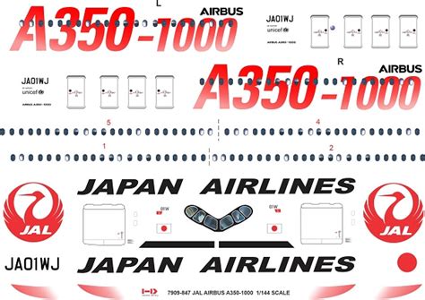 8aDecs Decals Catalogue JAPAN AIRLINES A350 1000 DECALSET