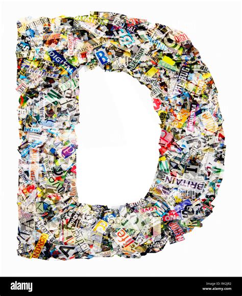 The Letter D Made From Newspaper Confetti Stock Photo Alamy