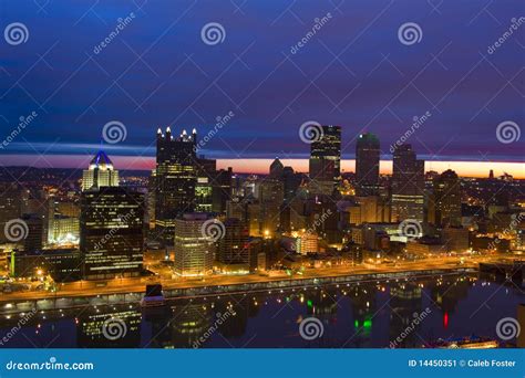 Pittsburgh Skyline at Sunrise Stock Image - Image of panorama, town ...