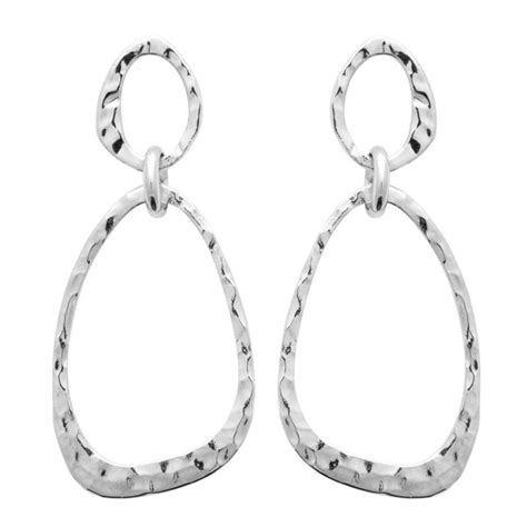 Boucles d oreilles avec des anneaux martelés Argent massif 925 000