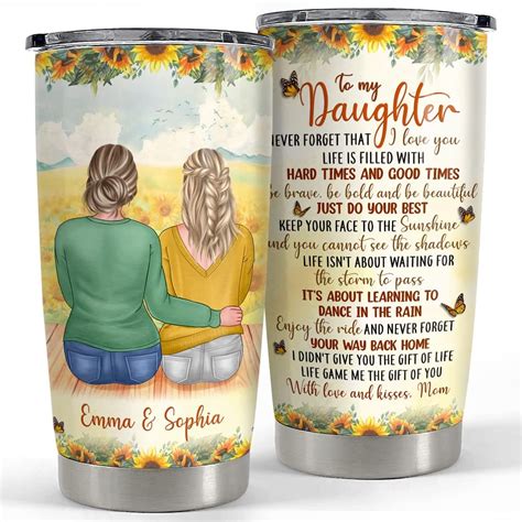 Personalized Mother Daughter Tumbler Sunflower