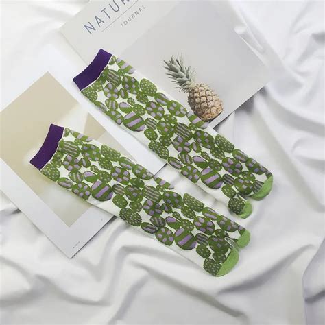 Women Cute Cartoon Cotton Two Toe Socks Japanese Style Jacquard Split