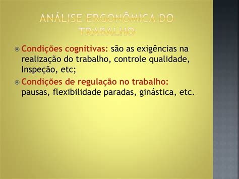 PPT ANÁLISE ERGONÔMICA DOS POSTOS DE TRABALHO PowerPoint Presentation