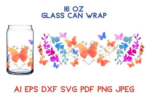 Flower Butterflies 16 Oz Glass Wrap Svg Graphic By Ольга Лабутина