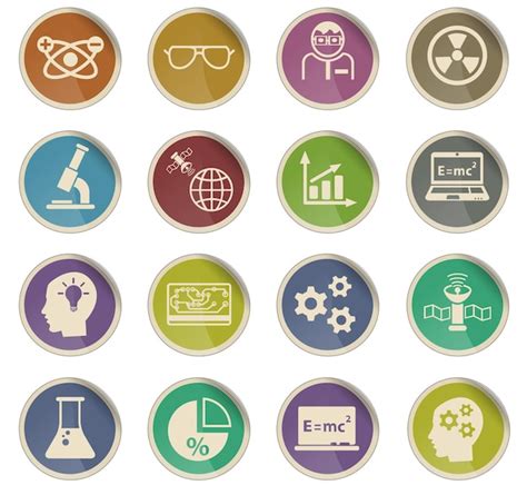 Premium Vector | Science web icons in the form of round paper labels