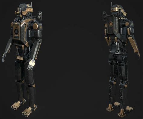 Artstation Elysium Droid Gold Skin Low Poly 3d Model Game Assets