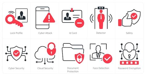 Un Conjunto De 10 Iconos De Seguridad Como Tarjeta De Identificación De Ataque Cibernético De