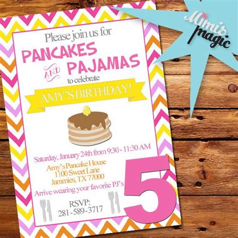 Pancakes And Pajamas Birthday Invitation By Mimismagic4you On Etsy