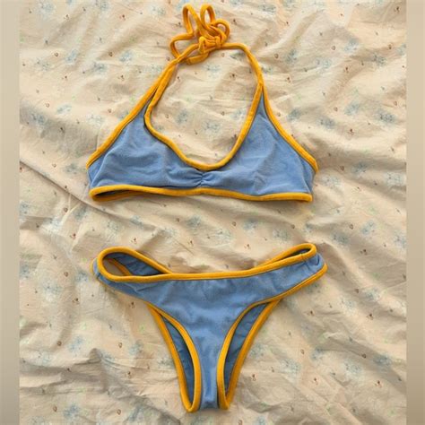 Frankie S Bikinis Swim Frankies Bikinis Sawyer Terry Cloth Bluebird Bikini Set Poshmark
