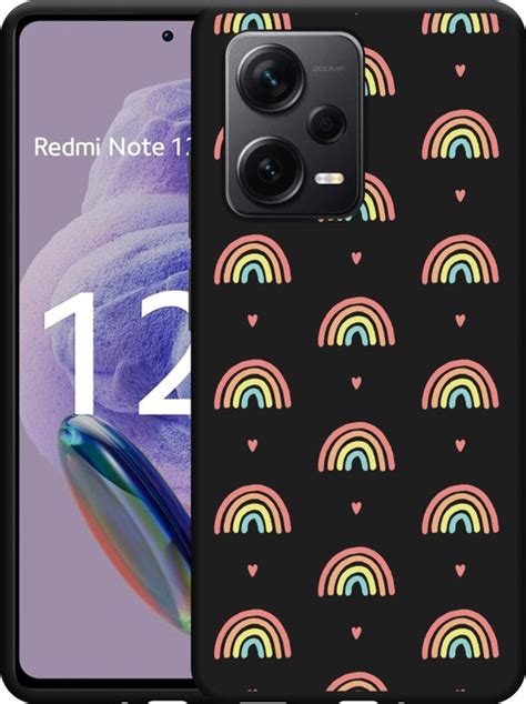 Cazy Hoesje Zwart Geschikt Voor Xiaomi Redmi Note 12 Pro 5G Regenboog