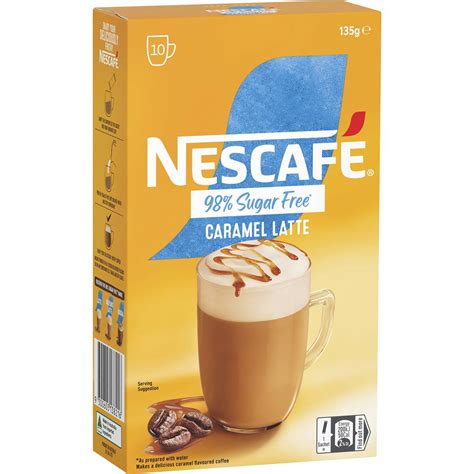 Nescafe 98 Sugar Free Caramel Latte Coffee Sachets 10 Pack Woolworths