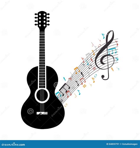 Guitarra Ac Stica Con Las Notas Musicales Stock De Ilustraci N