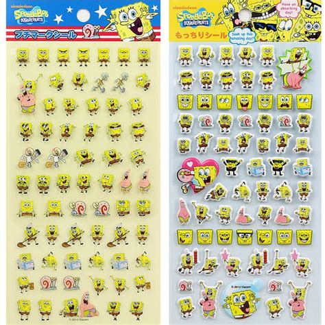 SpongeBob Squarepants sticker sheets Left : transparent mascot stickers ...