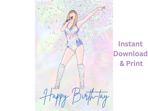 Taylor Swift Birthday Card Instant Download Printable Birthday Party