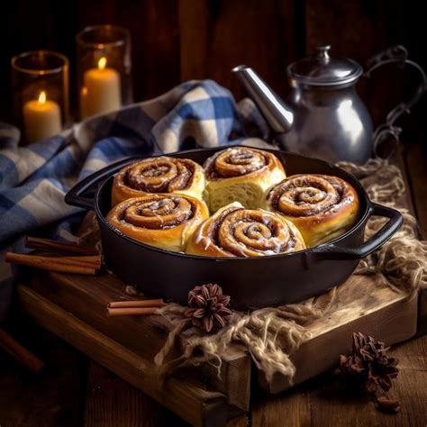 Premium Ai Image Delicious Homemade Freshly Baked Cinnamon Rolls