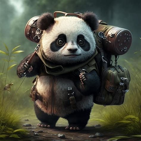 Premium AI Image | A panda with a backpack and a backpack