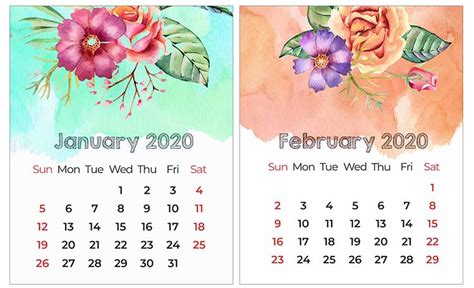 Printable Mini Calendar for 2020 Free to Download and Print