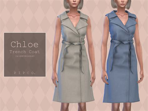 The Sims Resource Chloe Trench Coat Sleeveless