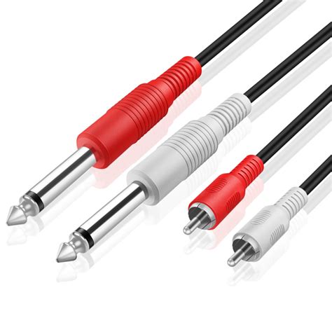 Premium Dual 1 4 Inch To Dual RCA Audio Cable 3FT Male 6 35mm 1 4