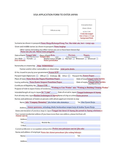 panduan form visa jepang
