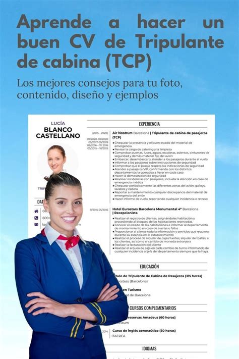 Currículum para tripulante de cabina de pasajeros ejemplos y guía