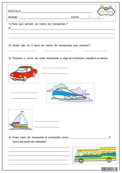 Meios De Transporte E Comunicação Sos Professor Atividades