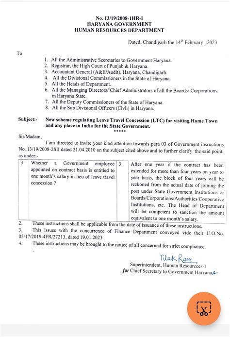 LTC For Contractual Employees Of Haryana Govt Employees News