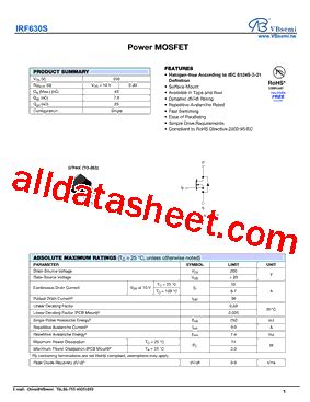 Irf S Datasheet Pdf Vbsemi Electronics Co Ltd