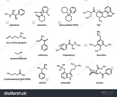 Recreational Drugs Ephedrine Ketamine Phencyclidine Pcp Stock Vector ...