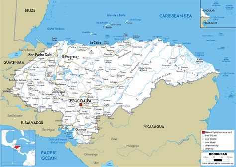 Large Size Road Map Of Honduras Worldometer