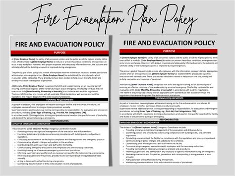 Fire Evacuation Plan Policy Template Editable Word Template Etsy