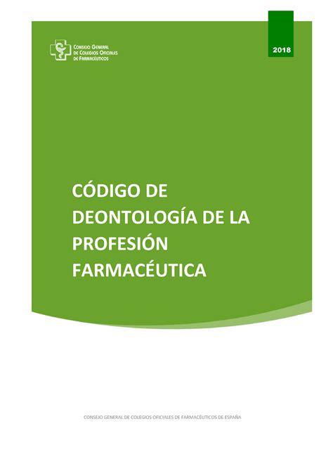 Codigo Deontologia Profesional Farmaceutica CÓdigo De DeontologÍa De