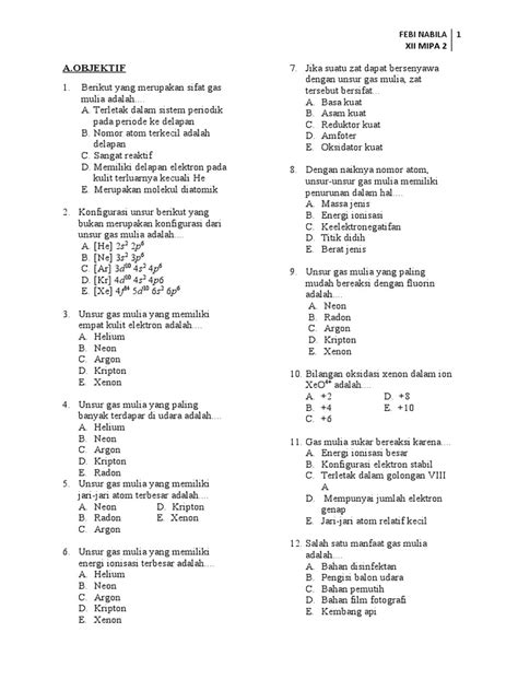 Kumpulan Soal Kimia Kelas 12 Pdf