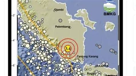 Gempa Bumi Terkini Guncang Lampung Senin Siang BMKG Magnitudo 3 4