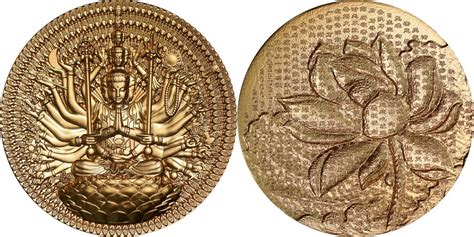 Guan Yin Bodhisattva Gilded Oz Silver Coin Francs Gabon