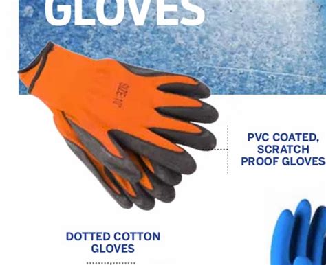 Cotton Orange And Black Pvc Coated Scratch Proof Gloves For Electrical