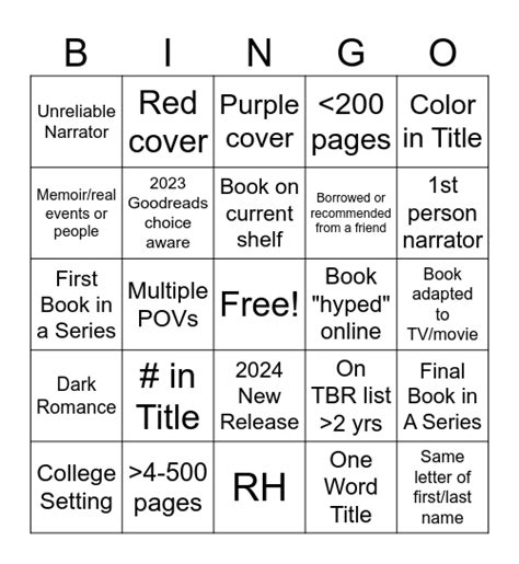 2024 Reading Bingo Card