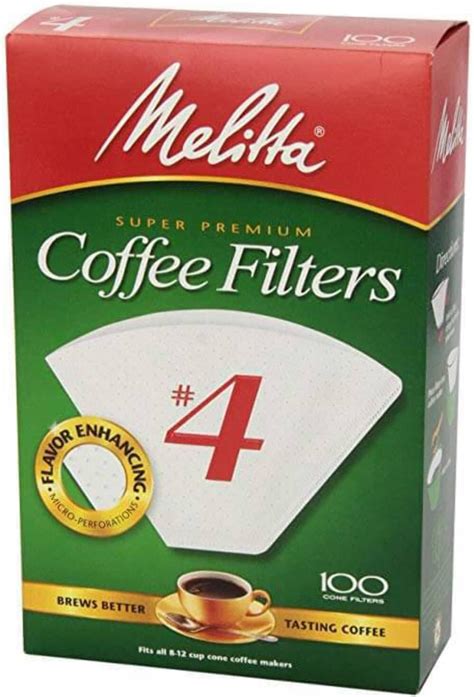 Melitta 4 Cone Coffee Filters White 100 Total Filters Count