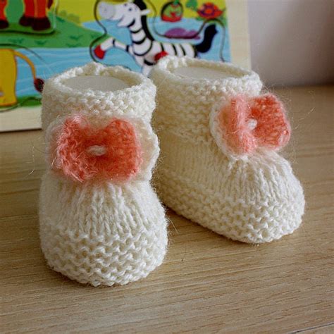 Knitting Patterns PDF File Baby Booties With Knitted Bow sizes 0-6/6-12 ...