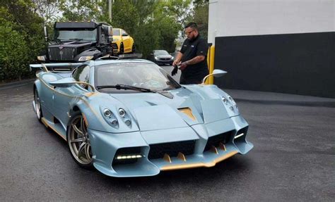 Pagani Imola Roadster Finished In Frozen Blue Gold Lands In Florida