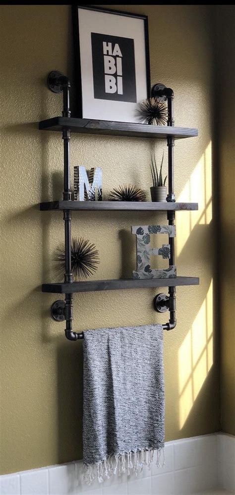 Bathroom Shelves With Towel Rack Reclaimed Wood Industrial Etsy