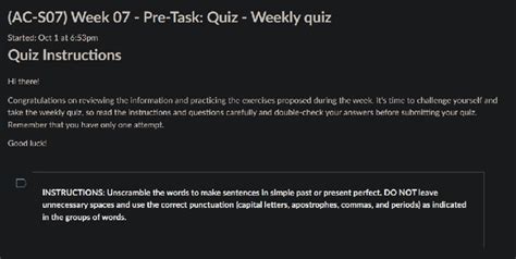 AC S07 Week 07 Pre Task Quiz Weekly Quiz Week 07 Quiz Weekly