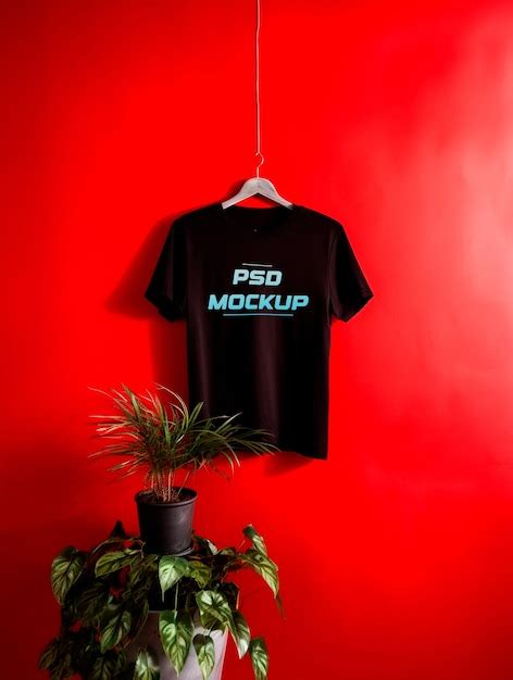 Premium Psd Hanging Black Tshirt Mockup Psd